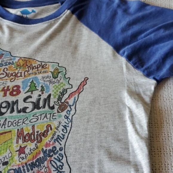 Luckybird Clothing Co. Wisconsin Outlines Things to See UNISEX Sz. M LS T-shirt - Picture 7 of 7
